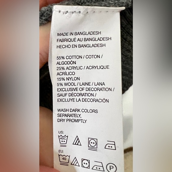 IZOD Men's Charcoal Striped Wool Blend Sweater - Small - Picture 6 of 6